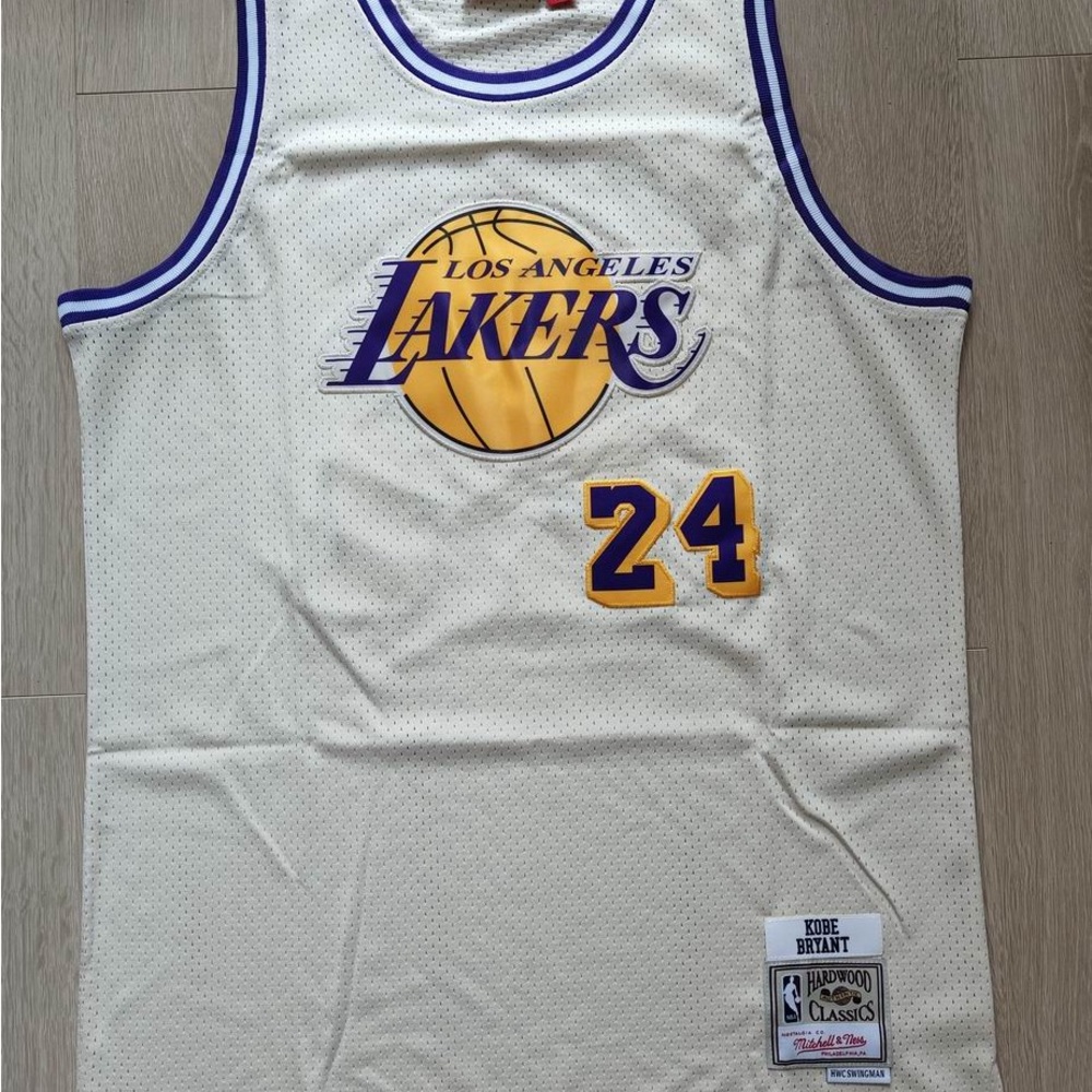 Kobe Bryant Los Angeles Lakers Throwback Cream Mitchell & Ness HWC Jersey Sz XL